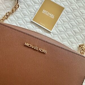 Michael Kors Tan Crossbody Bag with Gold Chain